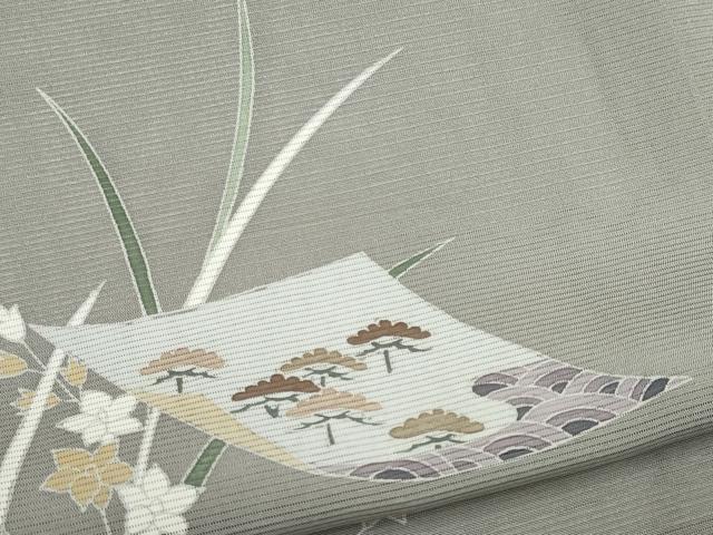 平和屋着物*夏物 訪問着 友禅 絽 流水色紙草花文 正絹 逸品 CABI6684ou