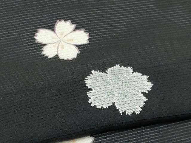 平和屋着物*夏物 小紋 絽 舞花文 黒地 正絹 逸品 CABI6685ou