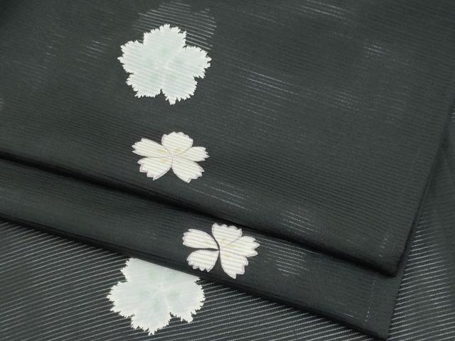 平和屋着物*夏物 小紋 絽 舞花文 黒地 正絹 逸品 CABI6685ou