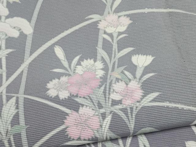 平和屋着物*夏物 訪問着 絽 草花文 暈し染め 黒地 正絹 逸品 CABI6686ou
