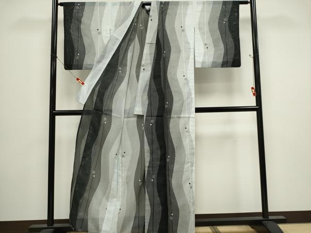 平和屋着物*夏物 小紋 絽 変わり間道 洗える着物 CABI6694ou
