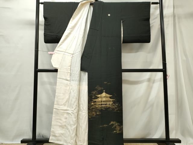 平和屋着物■豪華黒留袖 刺繍 風景文 金彩 正絹 逸品 CABI6710ou