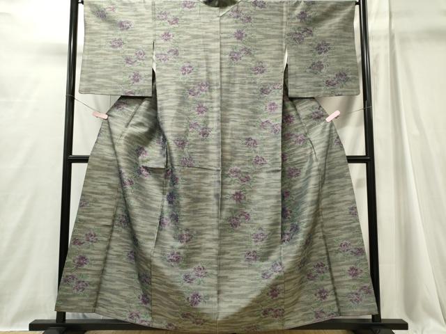平和屋着物■上質な紬 草花文 正絹 逸品 CABI6715ou
