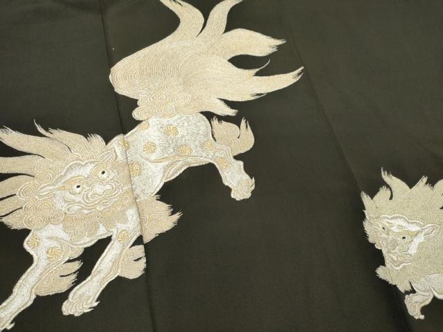 平和屋着物■豪華黒留袖 唐獅子 金銀糸 正絹 逸品 CABI6727ou
