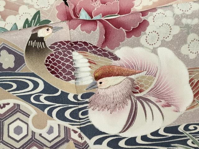 平和屋着物■豪華黒留袖 刺繍 鴛鴦流水花文 金糸 正絹 逸品 CABI6728ou