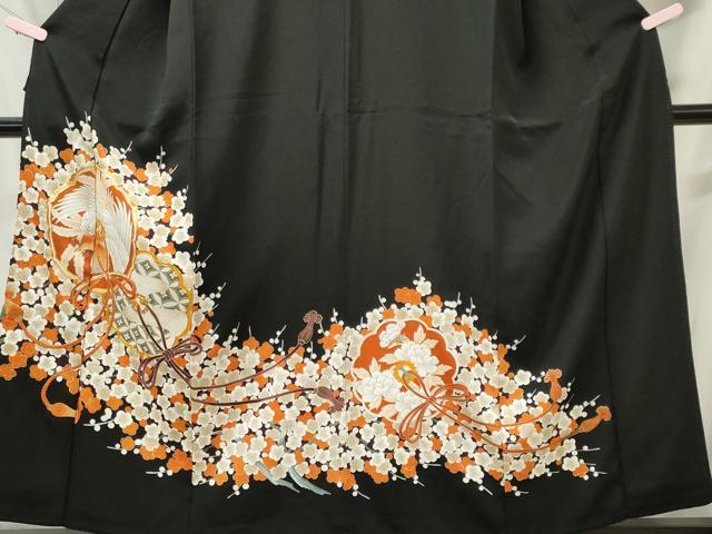 平和屋着物■豪華黒留袖 駒刺繍 鳳凰枝梅文 金彩 正絹 逸品 CABI6729ou