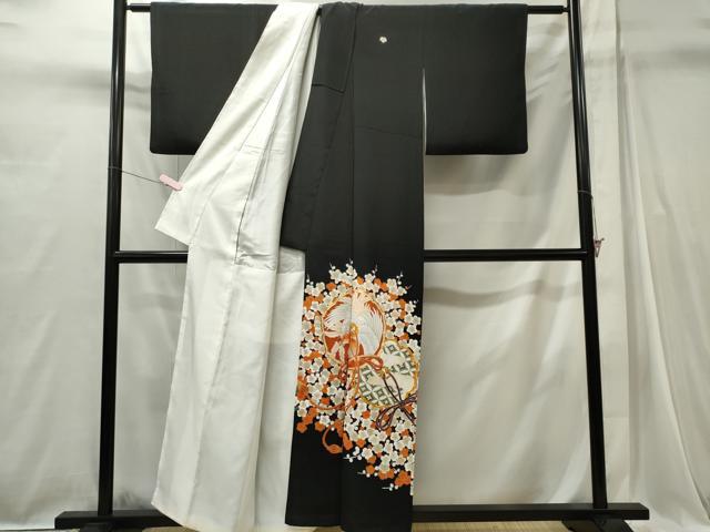 平和屋着物■豪華黒留袖 駒刺繍 鳳凰枝梅文 金彩 正絹 逸品 CABI6729ou