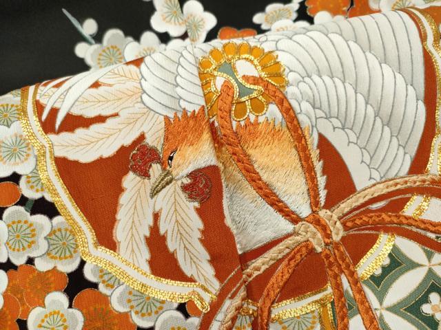 平和屋着物■豪華黒留袖 駒刺繍 鳳凰枝梅文 金彩 正絹 逸品 CABI6729ou