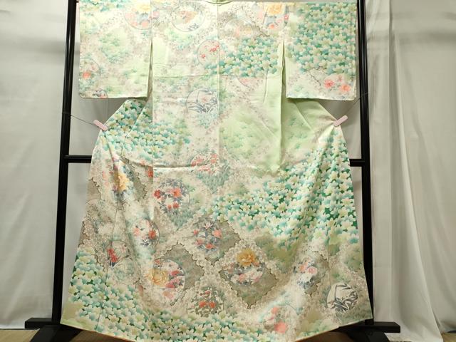 平和屋着物■訪問着 草花丸文 暈し染め 金銀彩 正絹 逸品 CABI6732ou