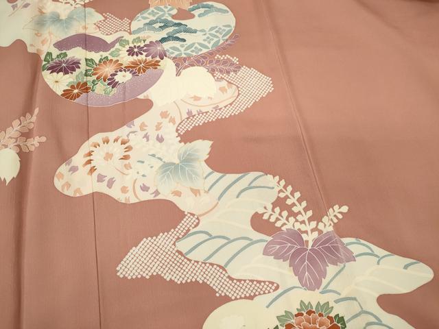 平和屋着物■訪問着 道長草花文 金彩 高島屋扱い 反端付き 正絹 逸品 CABI6735ou