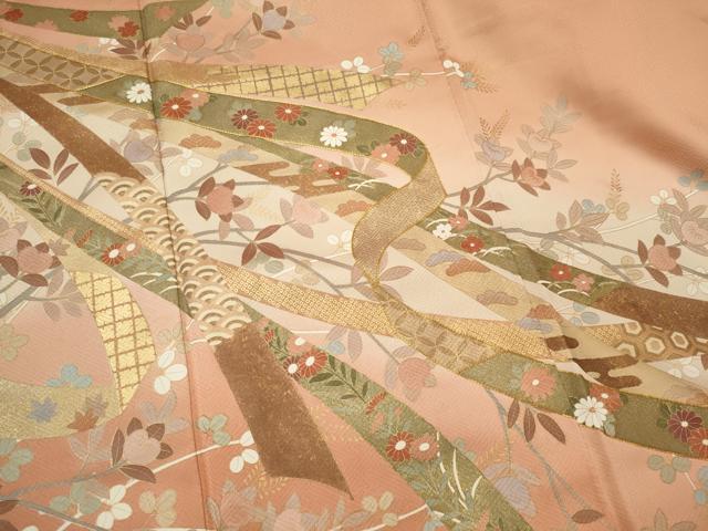 平和屋着物■豪華色留袖 作家物 駒刺繍 鬘帯枝花文 暈し染め 金彩 正絹 逸品 CABI6736ou