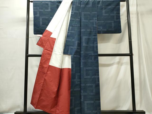 平和屋着物■上質な紬 幾何学文 正絹 逸品 CABI6744ou