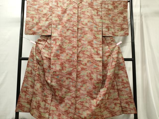 平和屋着物■本場染大島紬 草花文 正絹 逸品 CABI6752ou
