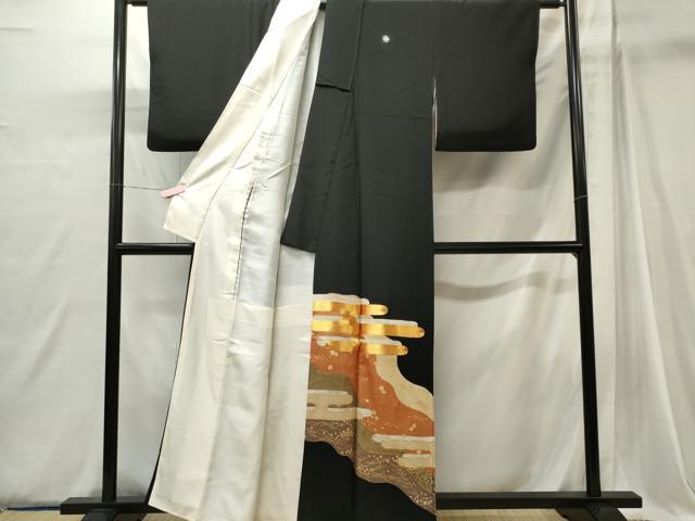 平和屋着物■豪華黒留袖 駒刺繍 エ霞吉祥文 金彩 正絹 逸品 CABI6761ou