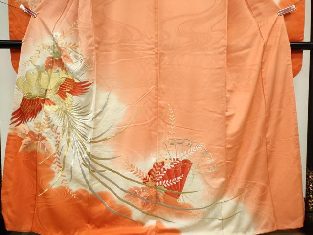 平和屋着物■豪華振袖 駒刺繍 鳳凰檜扇花文 暈し染め 金銀糸 正絹 逸品 CABI6772ou