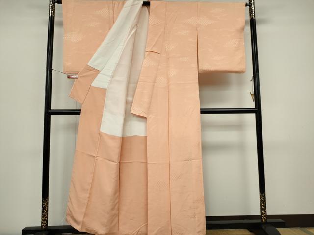 平和屋着物■上質な色無地 吉祥地紋 洒落柿色 正絹 逸品 CABI6775ou