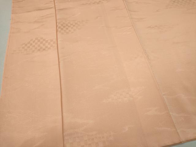 平和屋着物■上質な色無地 吉祥地紋 洒落柿色 正絹 逸品 CABI6775ou