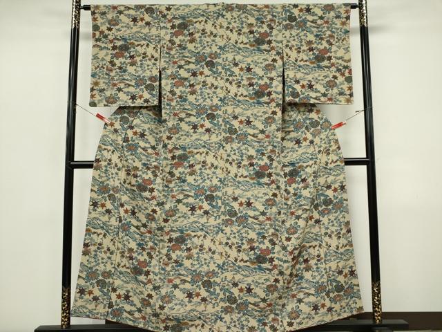 平和屋着物■上質な小紋 型染め 風景文 正絹 逸品 CABI6776ou