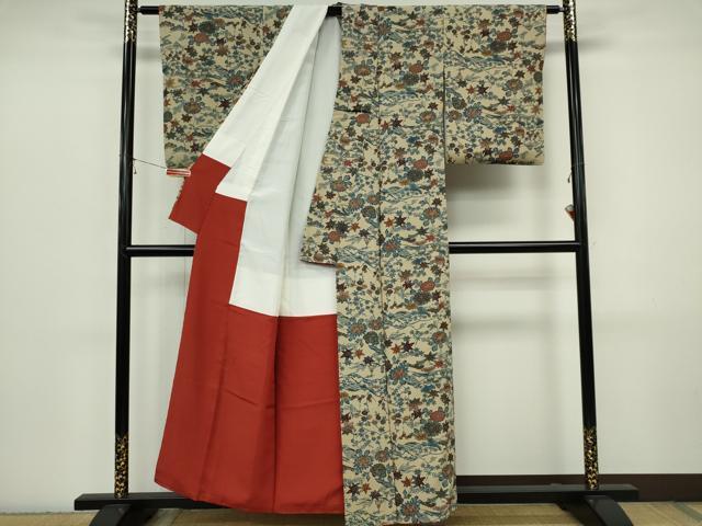 平和屋着物■上質な小紋 型染め 風景文 正絹 逸品 CABI6776ou