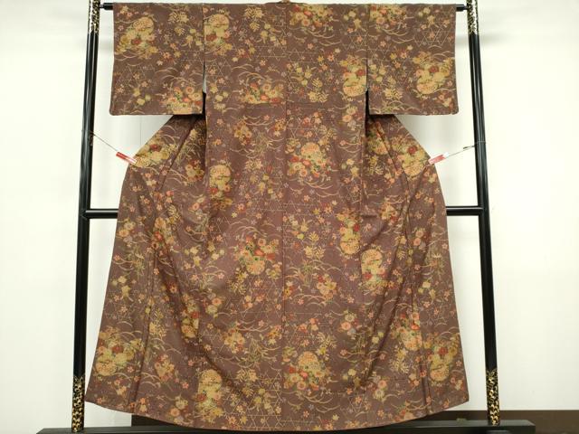 平和屋着物■上質な小紋 雪輪草花文 正絹 逸品 CABI6778ou