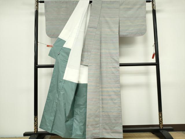 平和屋着物■上質な紬 横縞 正絹 逸品 CABI6789ou