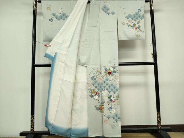 平和屋着物■訪問着 刺繍 青海波草花文 金彩 正絹 逸品 CABI6790ou