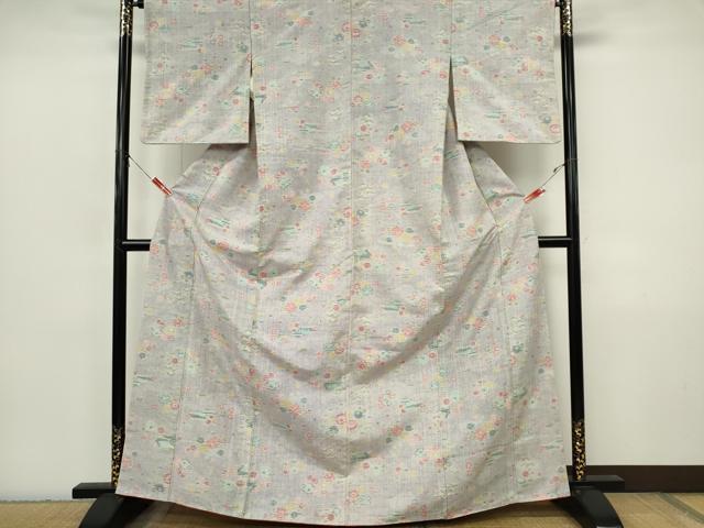 平和屋着物■上質な紬 風景草花文 正絹 逸品 CABI6791ou