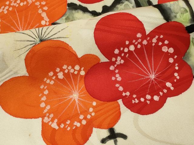平和屋着物■豪華振袖 手描き 流水枝梅文 暈し染め 正絹 逸品 CABI6795ou
