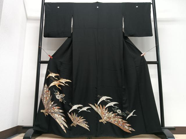 平和屋着物■豪華黒留袖 駒刺繍 飛翔 金彩 正絹 逸品 CABI6810xe