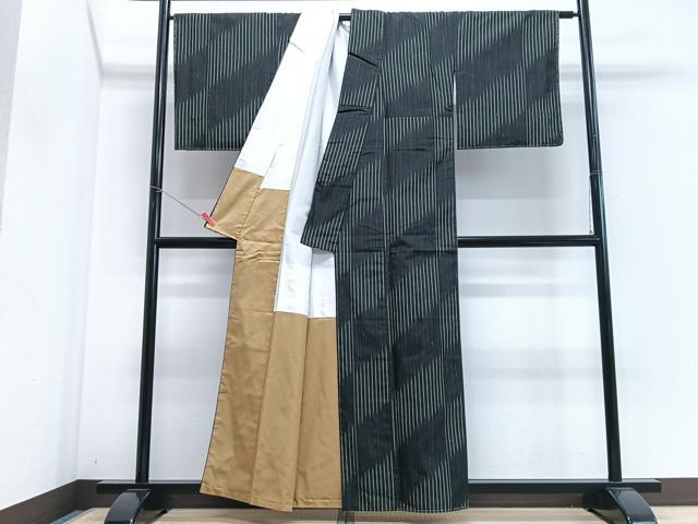 平和屋着物■上質な小紋 縞 暈し染め 正絹 逸品 未使用 CABI6812xe