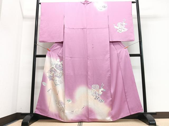 平和屋着物■訪問着 貝桶花鳥文 暈し染め 正絹 逸品 CABI6814xe
