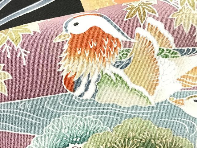 平和屋着物■豪華黒留袖 駒刺繍 扇面花鳥文 金彩 正絹 逸品 CABI6816xe