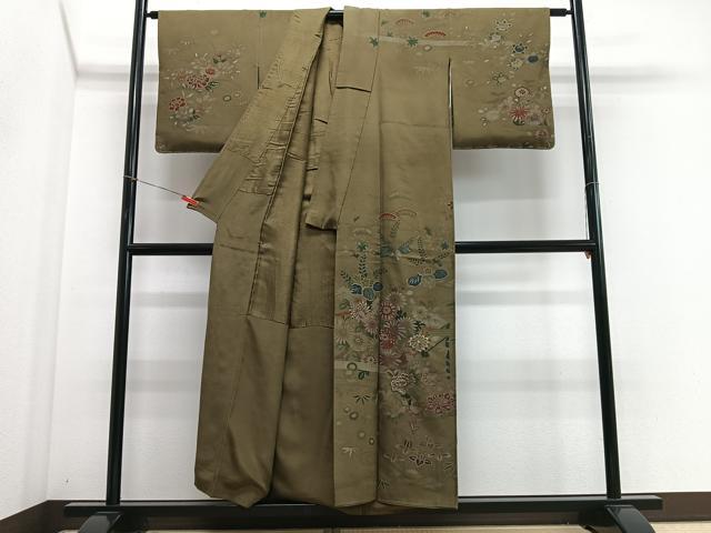 平和屋着物■訪問着 刺繍 草花文 金糸 正絹 逸品 CABI6819xe