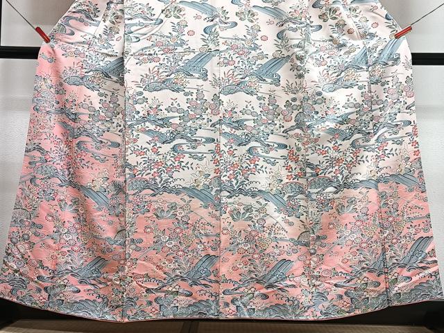 平和屋着物■訪問着 草花立波文 暈し染め 正絹 逸品 CABI6826xe
