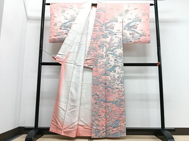 平和屋着物■訪問着 草花立波文 暈し染め 正絹 逸品 CABI6826xe