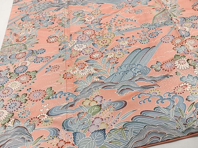 平和屋着物■訪問着 草花立波文 暈し染め 正絹 逸品 CABI6826xe