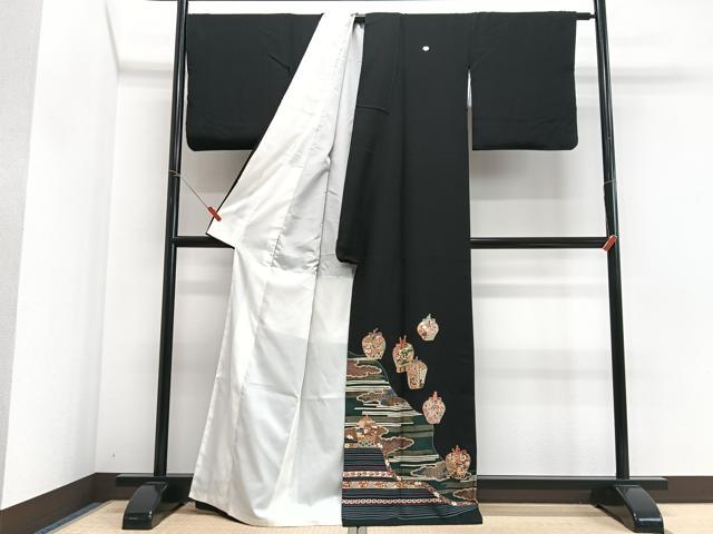 平和屋着物■豪華黒留袖 作家物 陶器花文 金彩 正絹 逸品 CABI6838xe