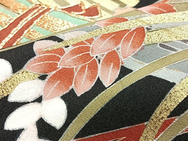 平和屋着物■豪華黒留袖 作家物 稲穂立波文 金彩 正絹 逸品 CABI6839xe