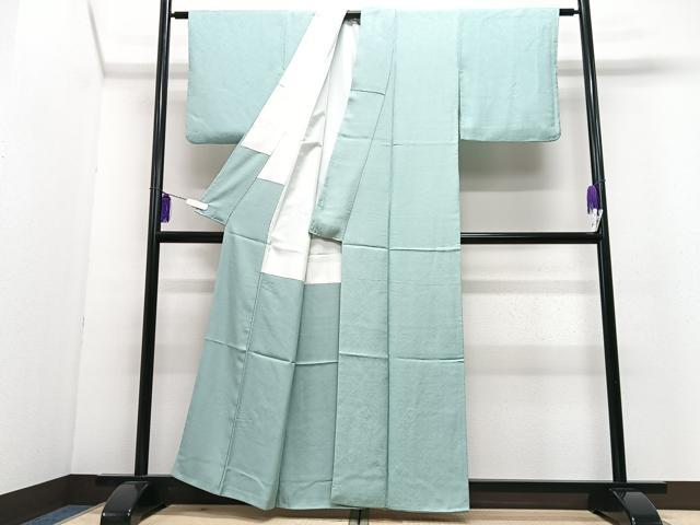 平和屋着物■上質な色無地 霞地紋 秘色色 正絹 逸品 CABI6883xe