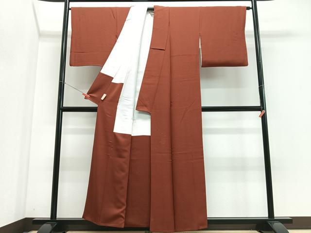 平和屋着物■上質な色無地 草花地紋 雀茶色 正絹 逸品 CABI6905xe