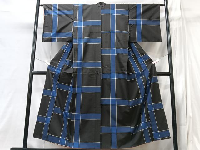 平和屋着物■本場大島紬 格子文 正絹 逸品 CABI6934xe