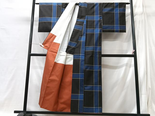 平和屋着物■本場大島紬 格子文 正絹 逸品 CABI6934xe