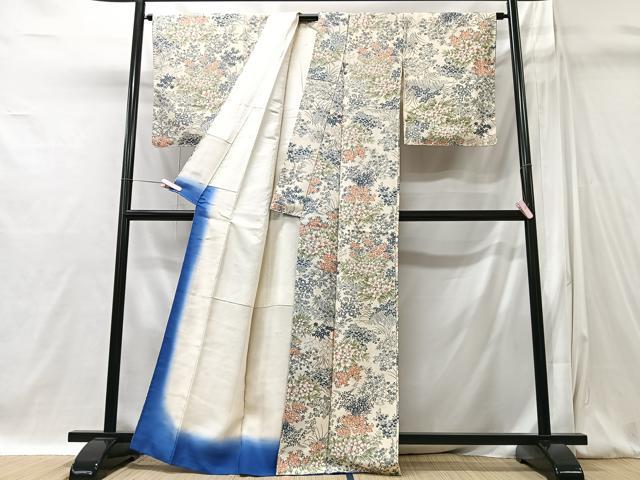 平和屋着物■上質な紬 草花文 正絹 逸品 CABI6938xe