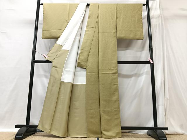 平和屋着物■上質な色無地 霞地紋 利休茶色 正絹 逸品 CABI6942xe