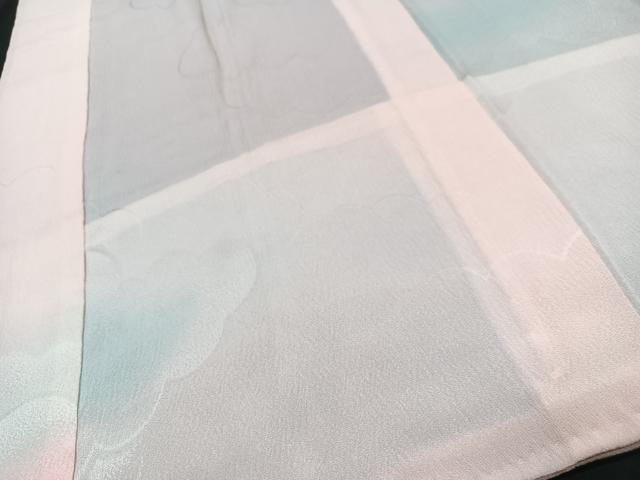 平和屋着物■長襦袢 無双仕立て 雲取り地紋 暈し染め 半衿刺繍 正絹 逸品 CABI6950xe