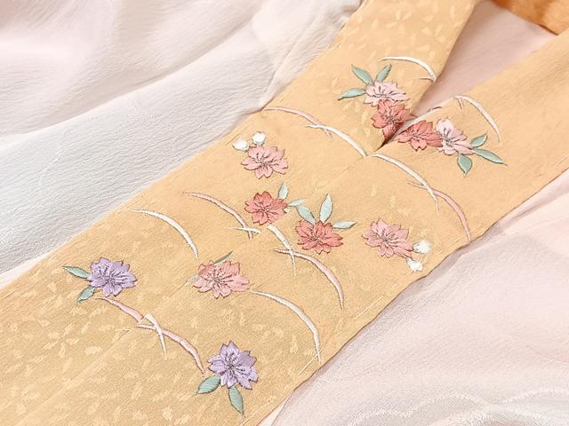 平和屋着物■長襦袢 無双仕立て 雲取り地紋 暈し染め 半衿刺繍 正絹 逸品 CABI6950xe