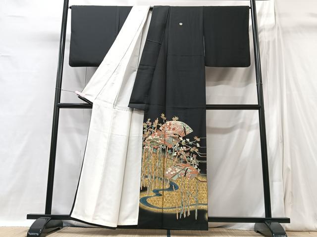 平和屋着物■豪華黒留袖 松竹梅地紋 人物文 金彩 正絹 逸品 CABI6954xe