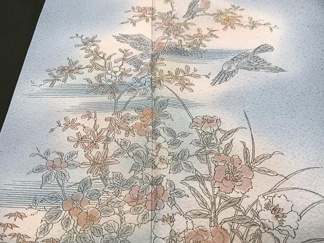 平和屋着物■訪問着 花鳥文 暈し染め 正絹 逸品 CABI6956xe