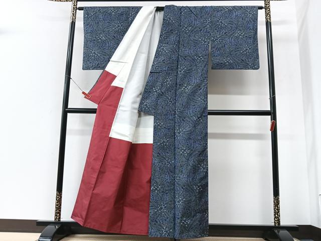 平和屋着物■本場大島紬 葉尽くし 正絹 逸品 CABI6980xe
