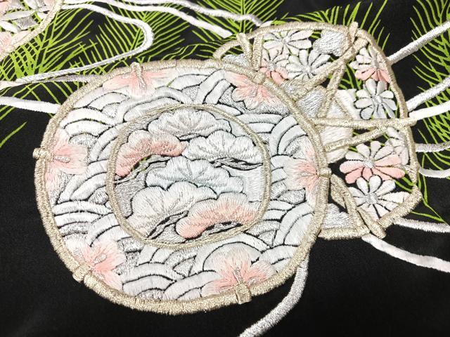 平和屋着物■黒留袖 刺繍 花鼓文 洗える着物 CABI6982xe